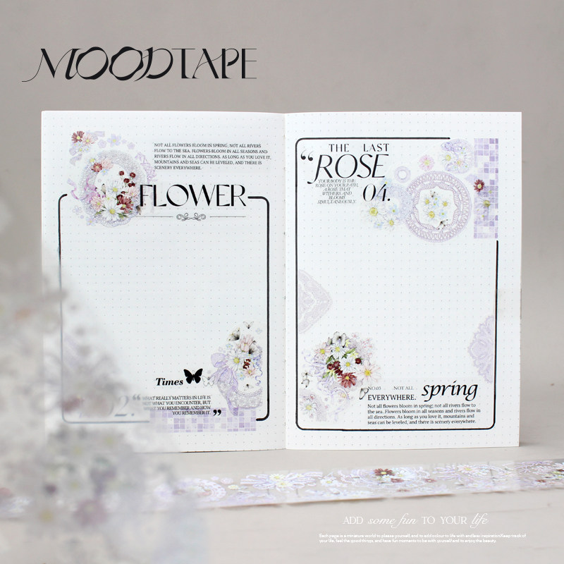 moodtape.花野似梦原创手帐胶带咕卡贴纸花朵pet和纸胶带分装文具