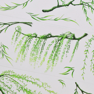 OKMT新七天 流麻咕卡贴纸PET古风造景 手帐手账胶带分装特油 柳枝