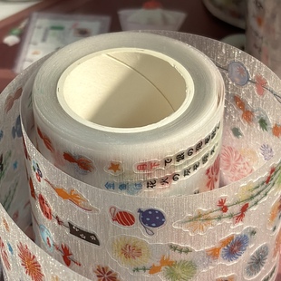 金鱼风铃烟火咕咕万物原创贴纸卷手帐模切胶带分装