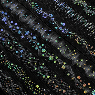 番茄酱少女烫银无缝PET胶带分装 群星闪耀时系列白墨手账打底装饰