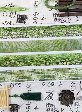 T ceenie和纸胶带分装特油路面水面造景贴纸新品手账胶带苔影青砖