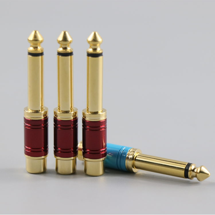 全金属6.5转莲花头 调音台音频转换头 6.5mm插头转av口 转接头