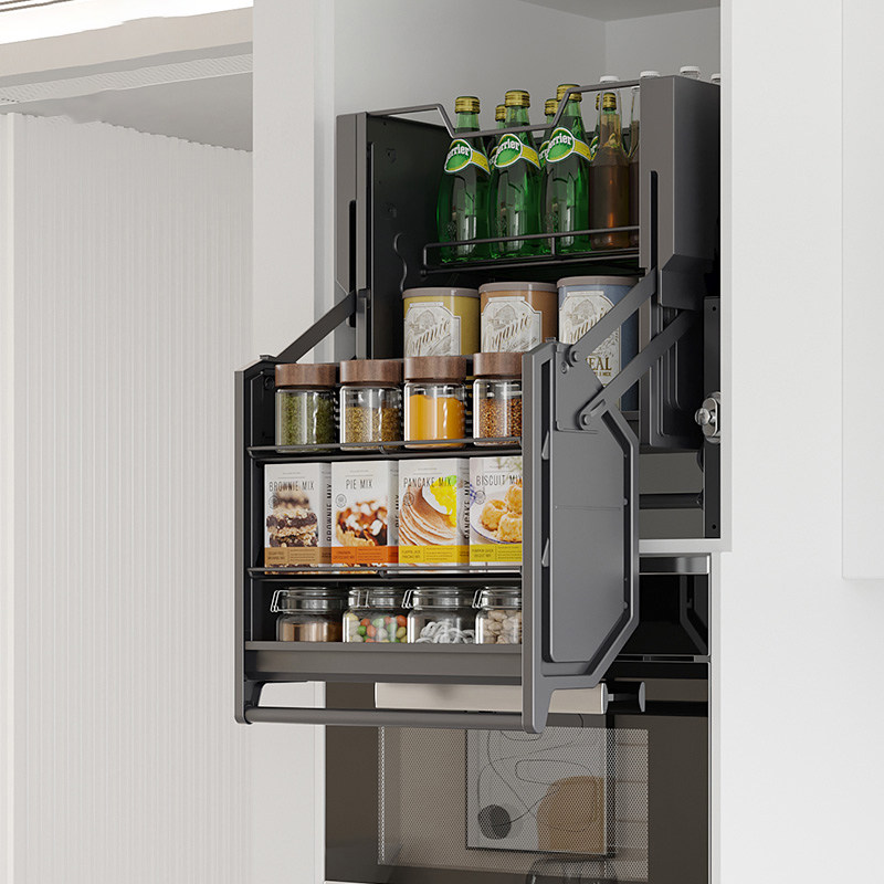 吊柜升降拉篮厨房橱柜高柜冰箱烤箱上零食调味拉篮加深收纳置物架,家装主材,拉篮,淘宝优惠券,粉丝福利购,淘宝优惠卷