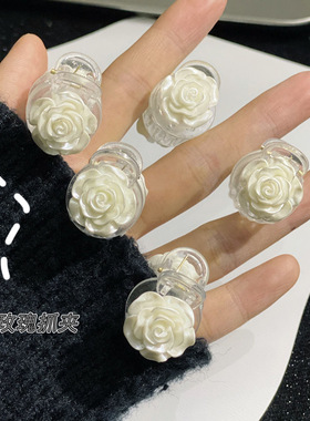 白色山茶花小香风抓夹仙女侧边夹