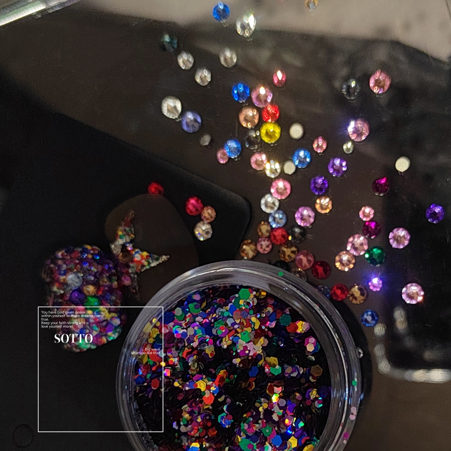 LOMO流光小众亮片平底彩钻美甲钻