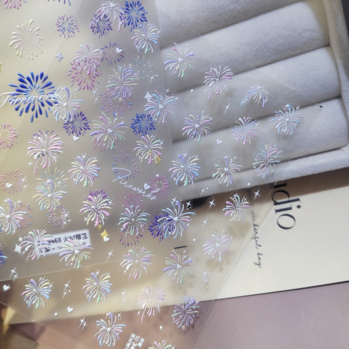 立体超薄焰火花火烟花美甲贴纸