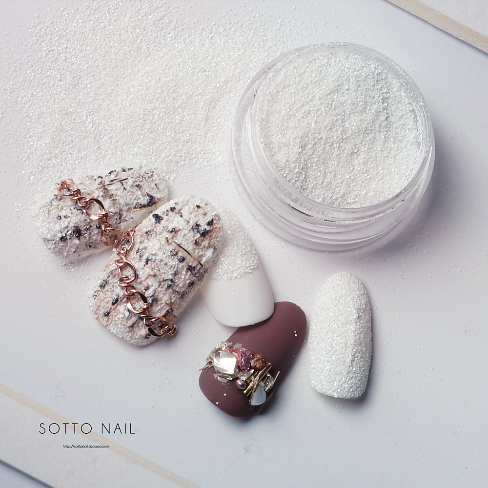 纯白毛呢粉粗花呢哑光美甲饰品