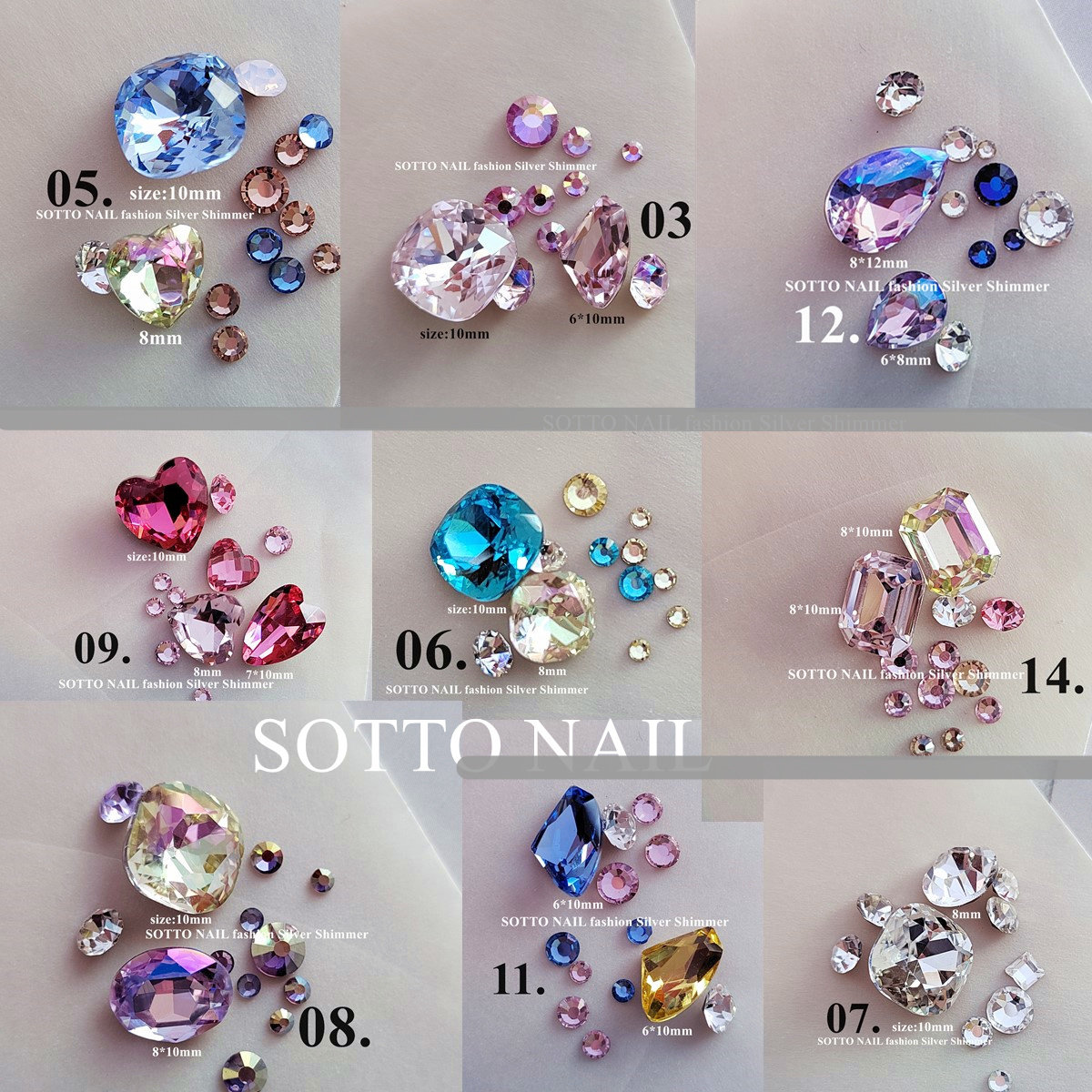 sotto日式美甲月光尖底肥方水钻