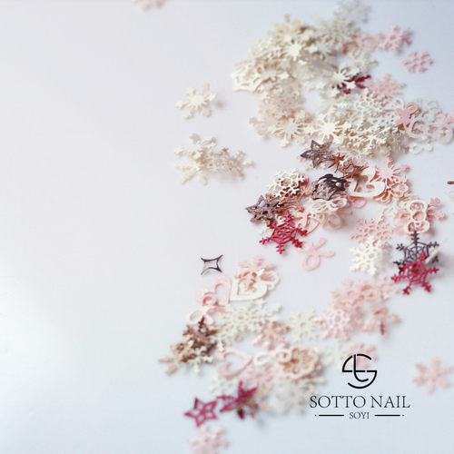 冬季美甲饰品超薄圣诞雪花木浆片