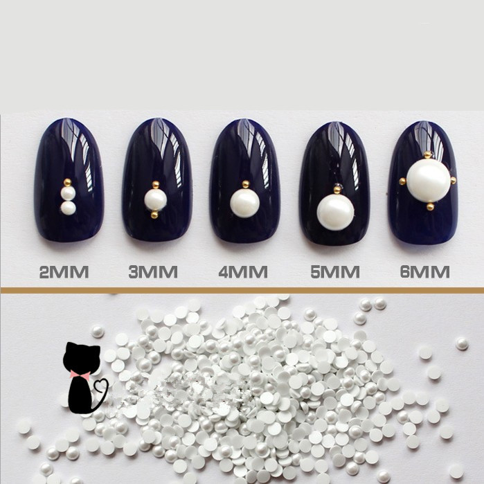 韩式饰品美甲半圆珍珠AB七彩纯白