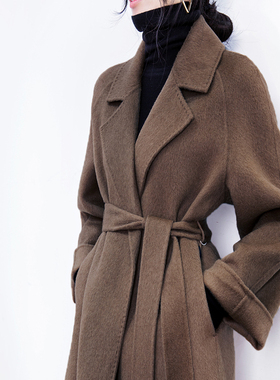 2025冬装新款赫本风咖色加厚双面羊绒呢大衣女中长款保暖毛呢外套