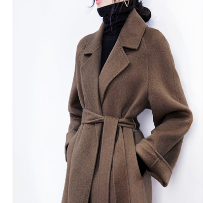 长毛绒咖色显高显瘦厚加绒呢大衣