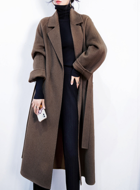 之和大衣高级感深卡其色加绒加厚双面羊绒呢大衣女冬保暖毛呢外套