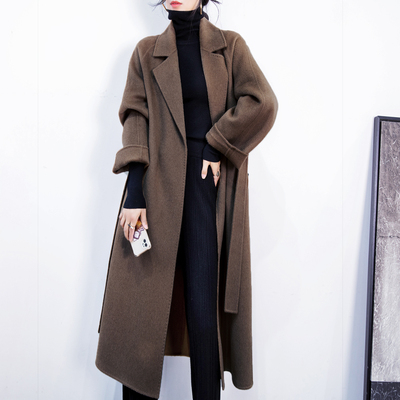之和大衣高级感深卡其色加绒加厚双面羊绒呢大衣女冬保暖毛呢外套