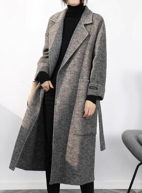 人字纹双面羊绒大衣呢子大衣气质