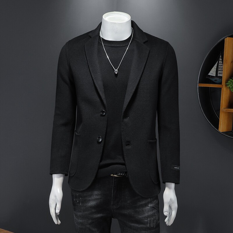 假模秋冬新款双面羊绒夹克短款毛呢大衣西服外套Y85585P310控498，男装毛呢大衣，电商D230