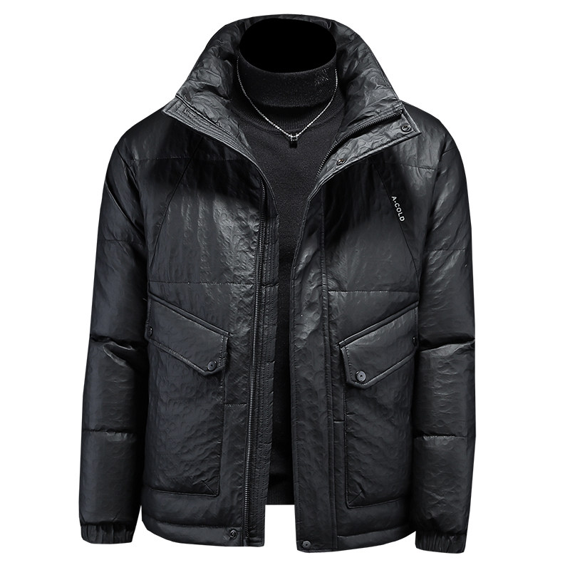 皮羽绒2024冬季男士标80绒羽绒服修身款皮衣印花外套1A05P255,男装羽绒服,电商D230