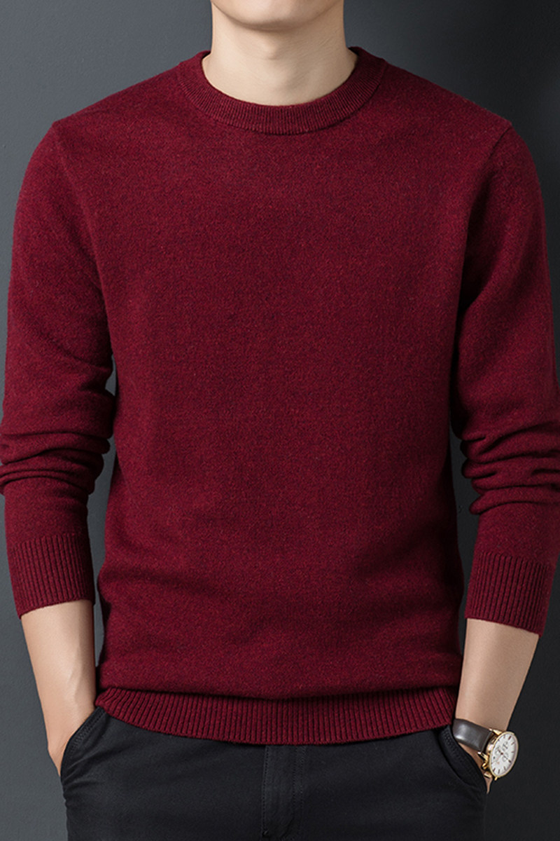 十二色圆领2020冬季男士加厚全羊毛针织衫提花毛衣B66088P145,男装针织衫/毛衣,电商D230
