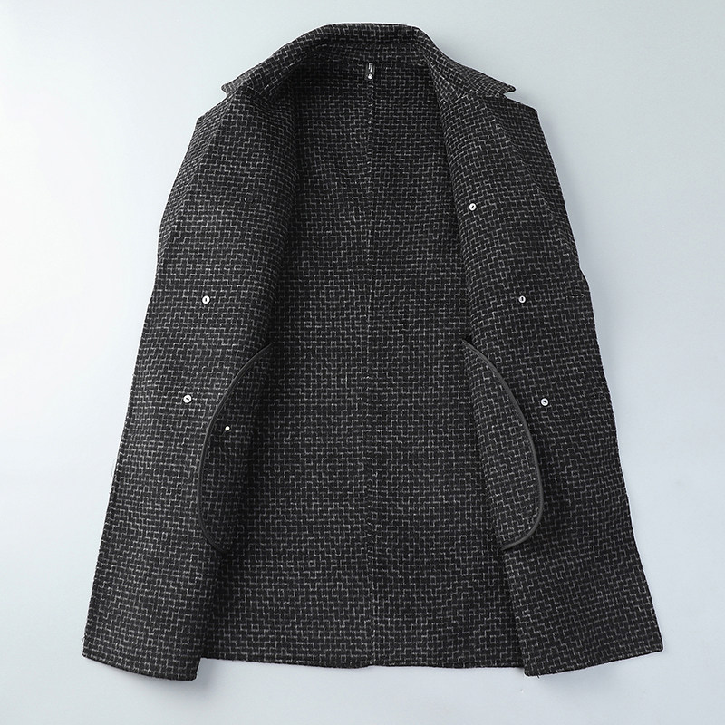 2025秋冬双面羊毛男中长款格子西服外套毛呢大衣Y130P350控698,男装毛呢大衣,电商D230
