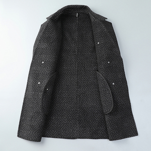 2025秋冬双面羊毛男中长款格子西服外套毛呢大衣 Y130 P350控698图片