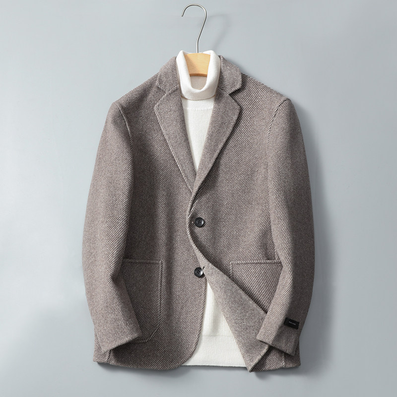 2023阿尔巴卡男士双面羊绒夹克西服外套毛呢大衣Y86565P320控498，男装毛呢大衣，电商D230