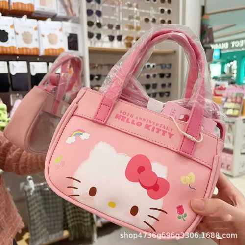 2024新款名创春季新款hellokitty50周年手提斜挎包少女心KT猫包包