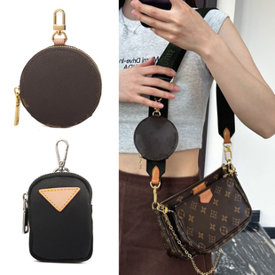 老花包挂件零钱包迷你小包包挂件精致小钱包圆形方形黑色小钱包潮