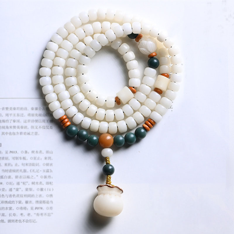 福袋原生态天然白玉菩提根手串108颗佛珠念珠项链佛系手链男女士