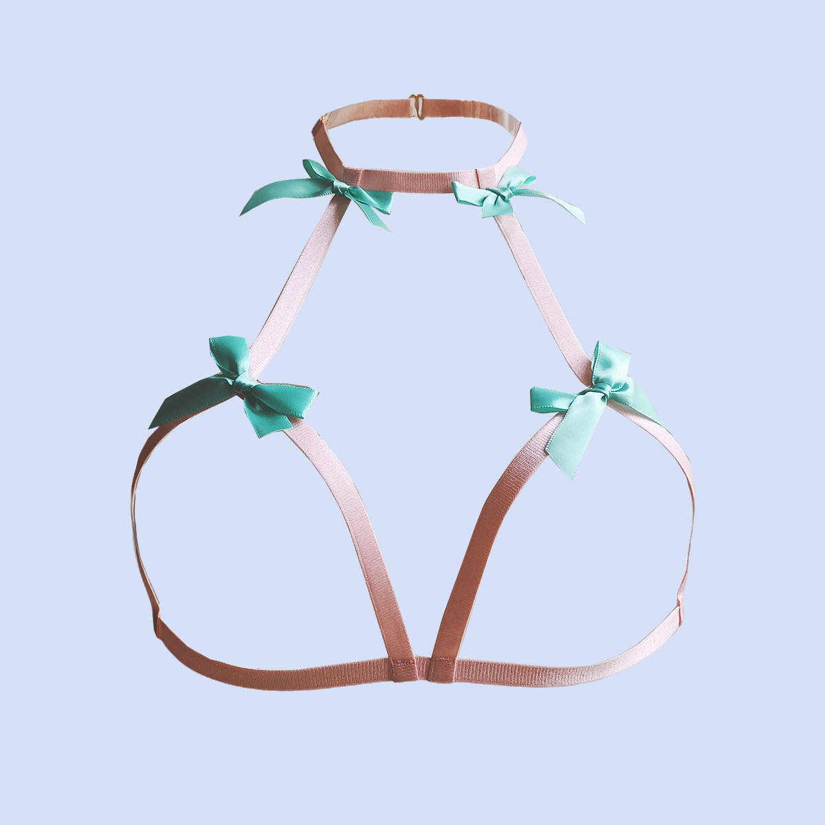 美胸装饰颈带交叉挂脖蝴蝶结网红抹胸内搭纯欲上衣情趣镂空绳衣