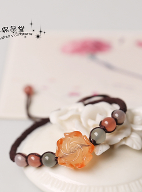 糖果色回纹珠玛瑙手编本命年红绳