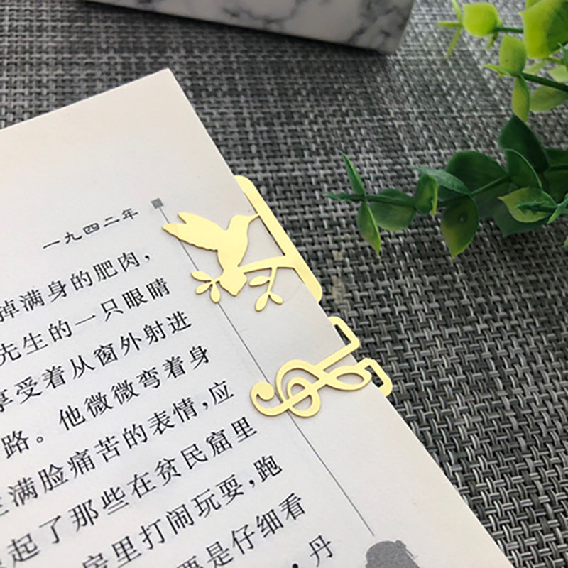 音符金属黄铜书签迷你可爱精准阅读标记书签音符小鸟回形针小清新