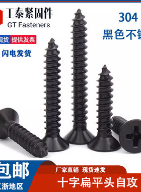 GB846黑色304不锈钢十字沉头自攻螺丝钉平头木工螺钉M2M3M4M5M6.3