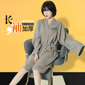 长袖 加厚网红灰色美发客袍理发店顾客衣服美容院客服高档发廊剪发