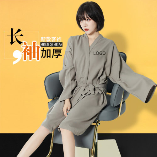 长袖加厚网红灰色顾客衣服美发