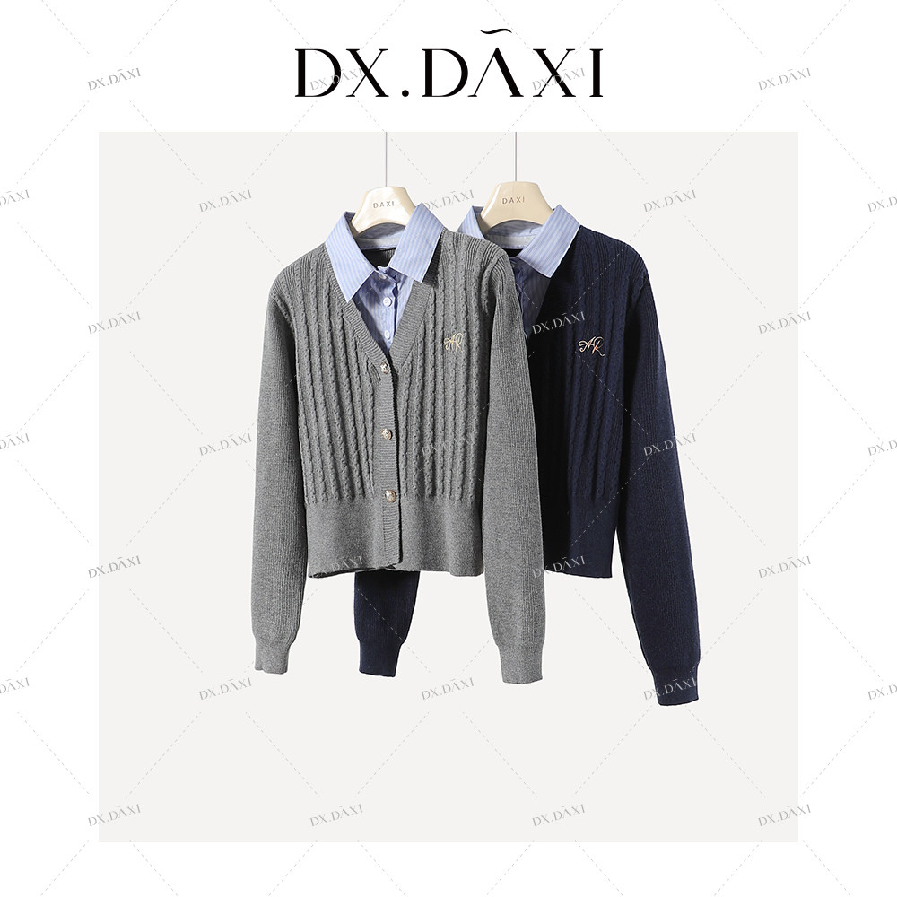 DX.DAXI【缪系公式】假两毛针织衫