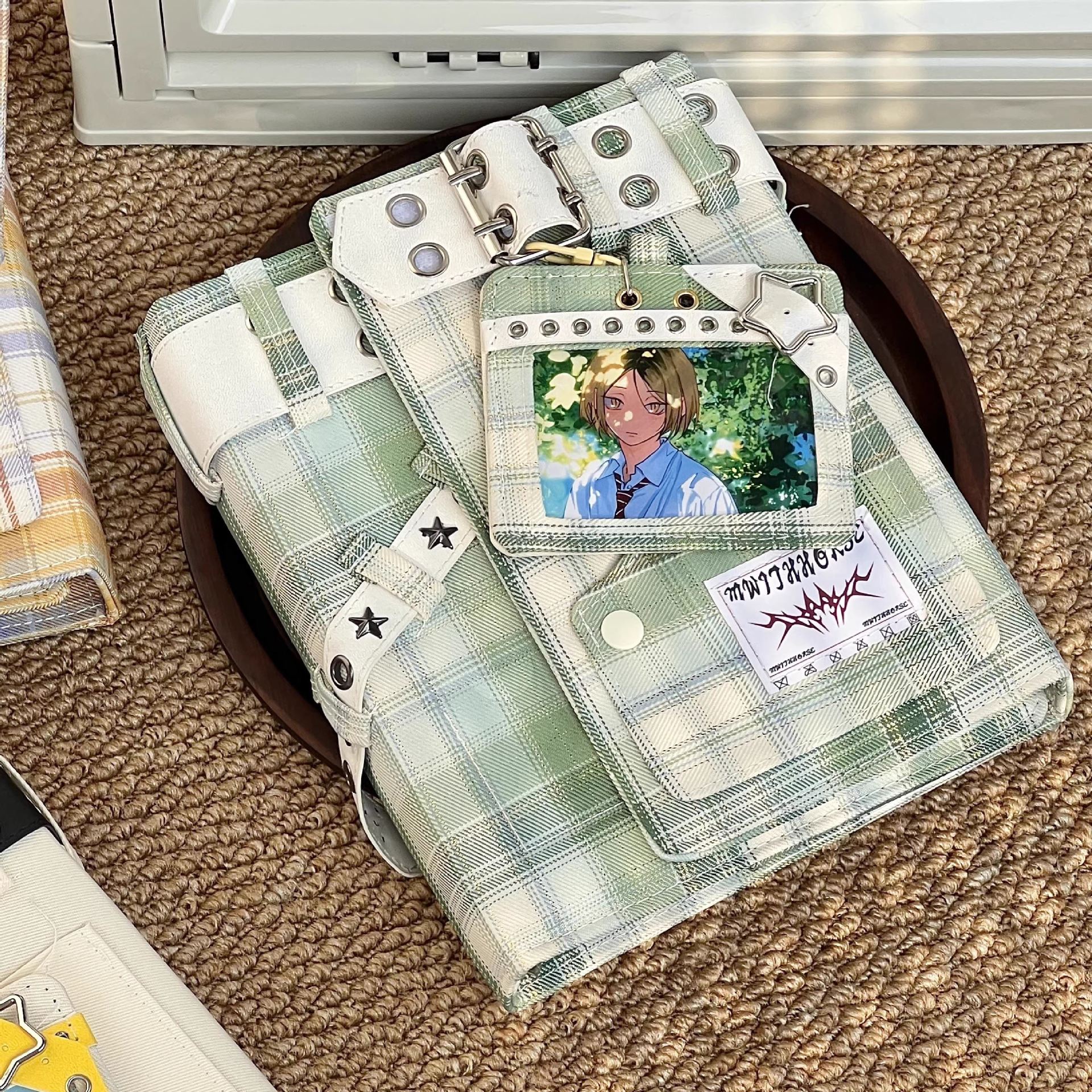 新款绿色格子星A5牛仔卡册