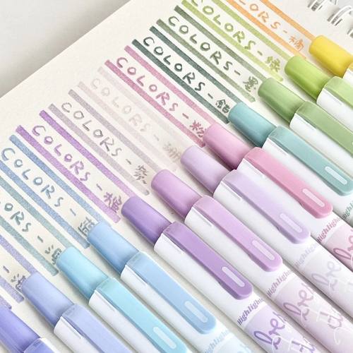 按动荧光笔大容量彩色标记笔