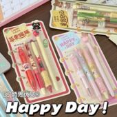 乐派卡通萌宠套装 中性笔ins可爱高颜值刷题笔学生速干小众0.5黑笔