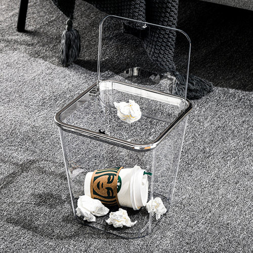 按压式方形透明垃圾桶