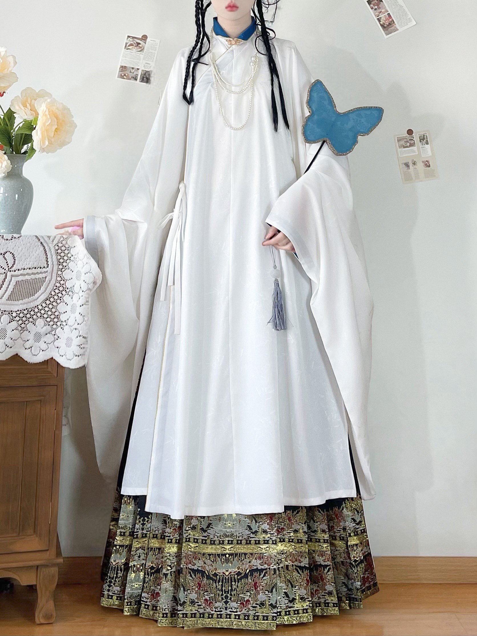 锦上堇瑟【佳人】明制仿花萝仿孔府立领大襟斜襟长衫春秋冬款汉服