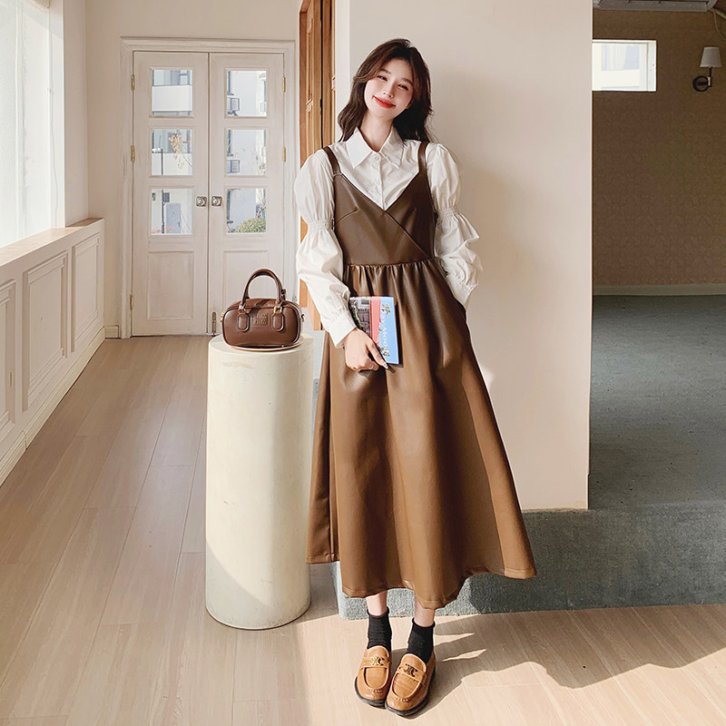 档口现货2026春吊带连衣裙皮衣皮裙有里布C180-P135-控218，女装连衣裙，浙宝256