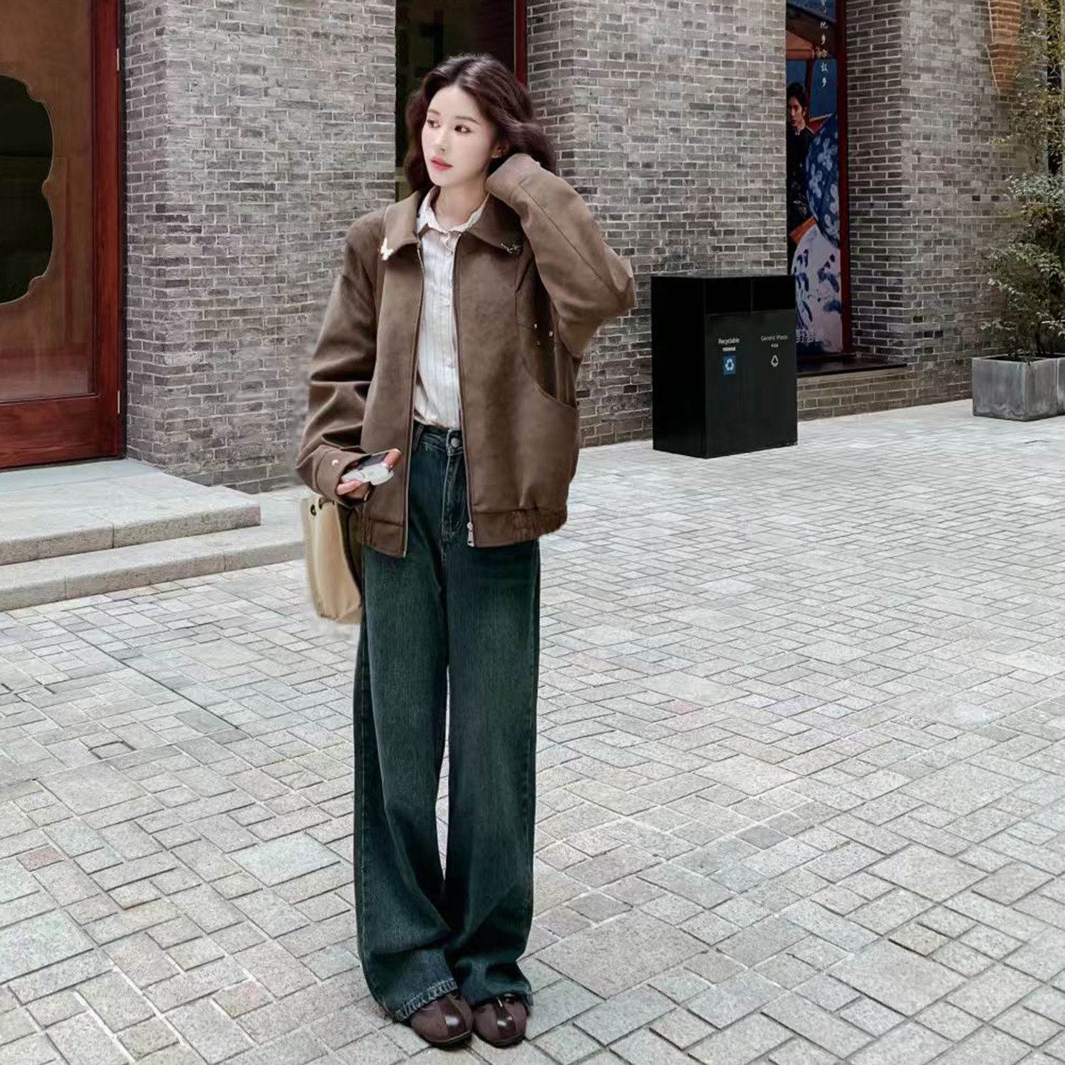 档口已现货2025秋麂皮外套上衣Q633-P160-控248,女装皮衣,浙宝256
