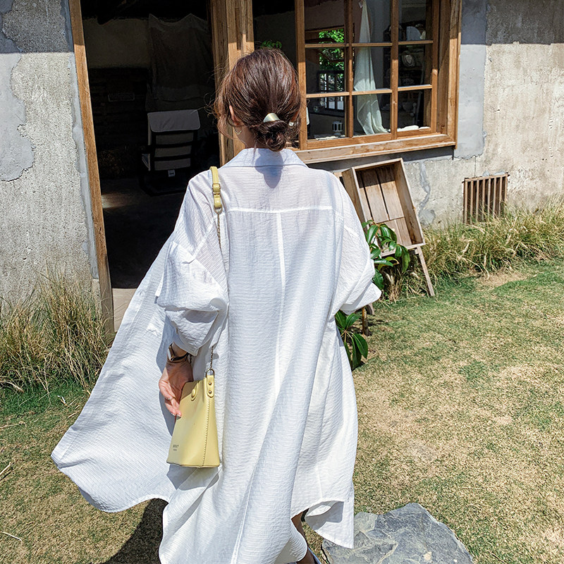 蓝色时尚衬衫防晒衣女外套女薄款中长款仙女森系超仙洋气防晒服,女装防晒衣,浙宝256