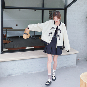 档口现货 2023秋 短款结棒球服 皮衣PU短外套Q587-P140-控198图片