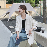 咖色复古PU皮西装外套2025新款女春美拉德复古酷飒高级感西服上衣，女装皮衣，浙宝256