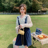 档口现货2023夏韩版宽松减龄牛仔背带裤短裤X361-P85-控148，女装牛仔裤，浙宝256