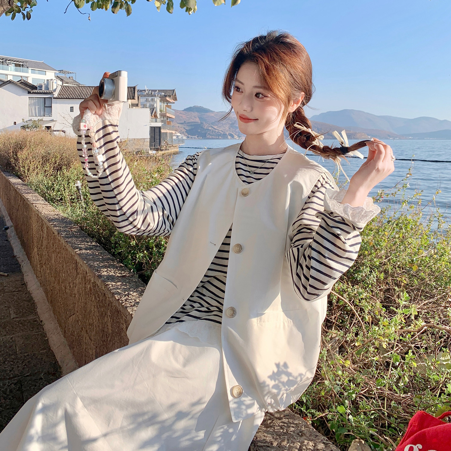 现货2026春?C204马甲裙子T恤三件套-P220-控358，女装套装/套裙，浙宝256