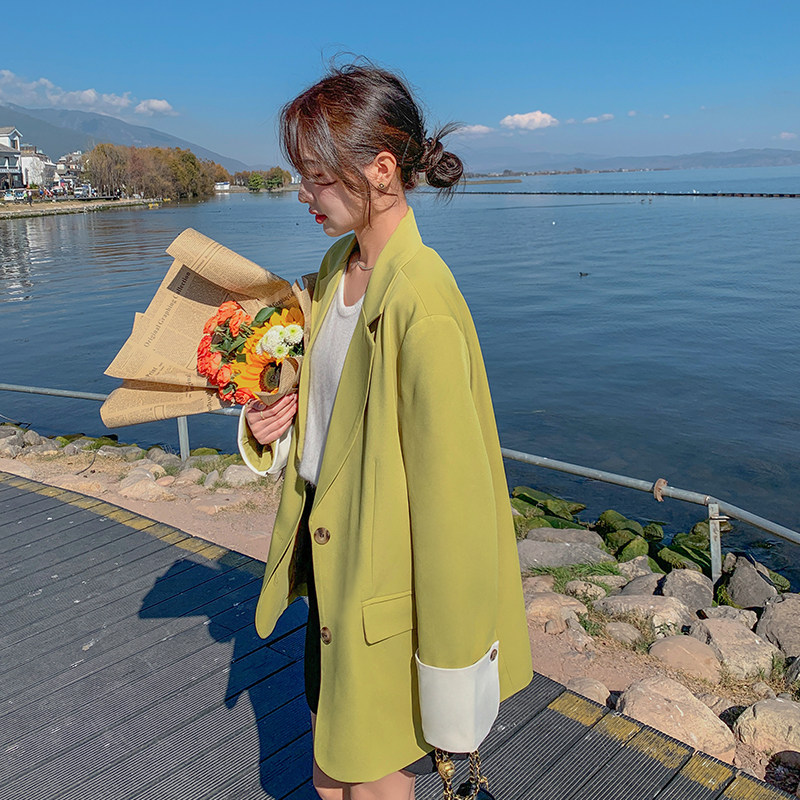 档口现货2026春西装外套袖口配色C166-P120-控198，女装西装，浙宝256