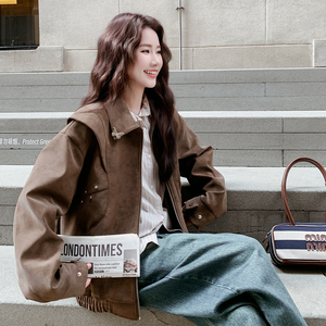 档口已现货 2026春 麂皮外套皮衣上衣 Q633-P160-控258，女装皮衣，浙宝256