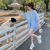 防晒服套装女2025年夏季新款简约纯色薄款宽松短裤防晒休闲两件套，女装套装/套裙，浙宝256